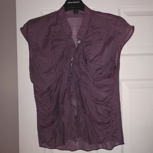 Saudra Angelozzi sheer ruffle front blouse